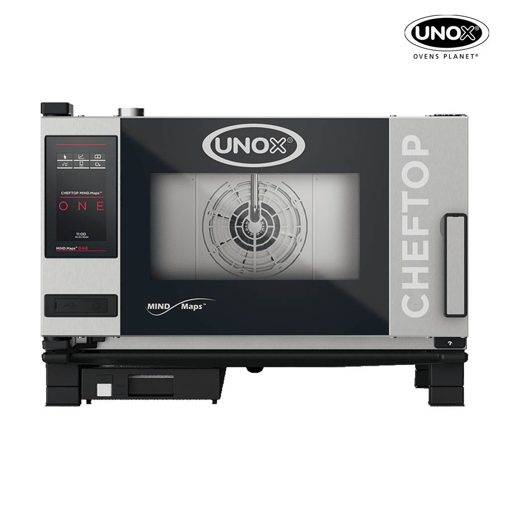 3 trays GN 1/1 Render of UNOX CHEFTOP MIND.Maps™ ONE commercial combi oven XEVC-0311-E1RM.