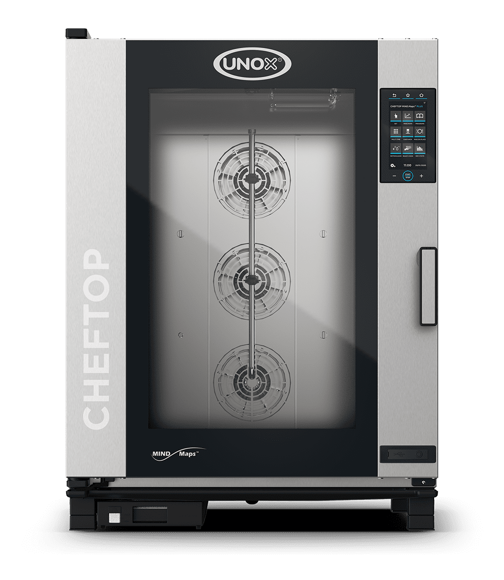 10 trays GN 2/1 Render of UNOX CHEFTOP MIND.Maps™ PLUS commercial combi oven XEVC-1021-GPRM.