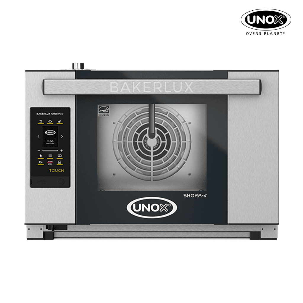 3 trays 460x330 Render of UNOX BAKERLUX SHOP.Pro™ TOUCH commercial convection with humidity oven XEFR-03HS-ETDV.