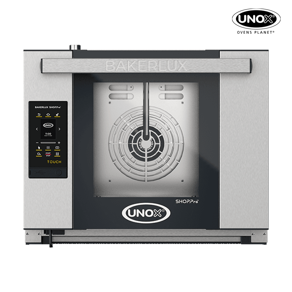 4 trays 460x330 Render of UNOX BAKERLUX SHOP.Pro™ TOUCH commercial convection with humidity oven XEFR-04HS-ETDP.