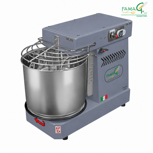 Famag IM8-S 10-Speed Removable Bowl Spiral Dough Mixer - Dark Silver