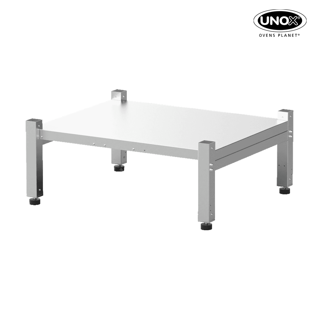 Unox Low stand for DOUBLE STACK solutions. It allows you to use SMART.Drain (bottom oven only) in a column of stacked ovens. XWARCN-00EF-L-PO.