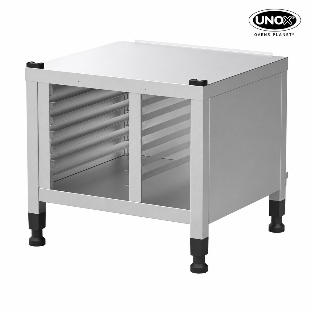 Unox The multifunctional support ideal for storing trays safely and place your oven at the perfect height to work. Equipped with side covers. XWDMA-0611-H.
