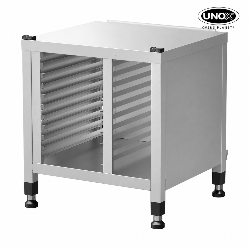 Unox The multifunctional support ideal for storing trays safely and place your oven at the perfect height to work. Equipped with side covers. XWDMA-1011-U.
