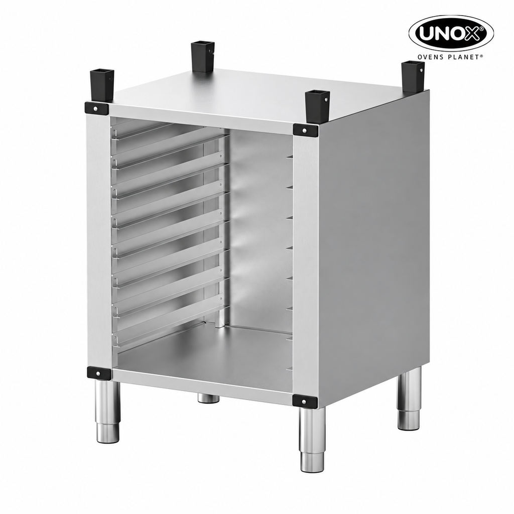 Unox The multifunctional support ideal for storing trays safely and place your oven at the perfect height to work. XWNRA-08HS-H.