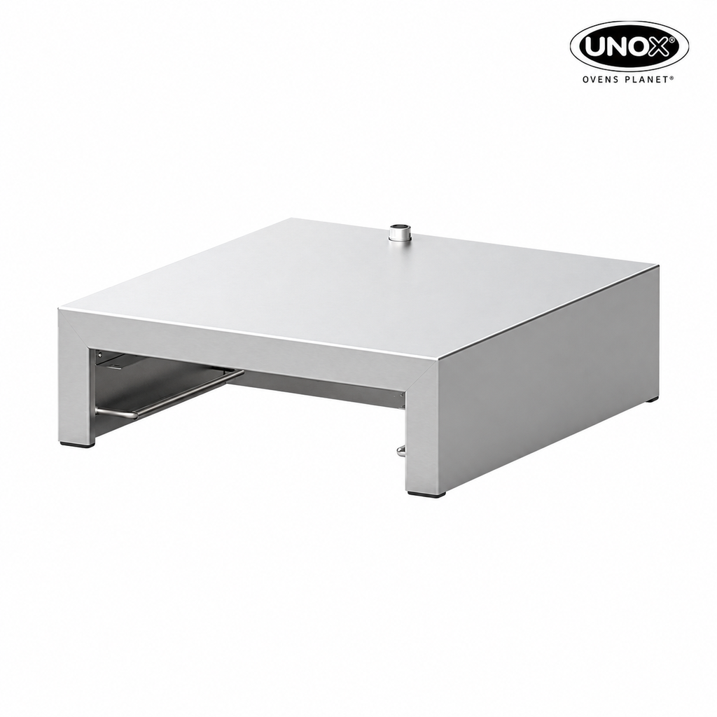 Unox Closed multifunctional stand for safe storage of trays. Equipped with two side supports: one for SPEED.Plate and one for 460x330 baking trays. XWSEW-02HS.