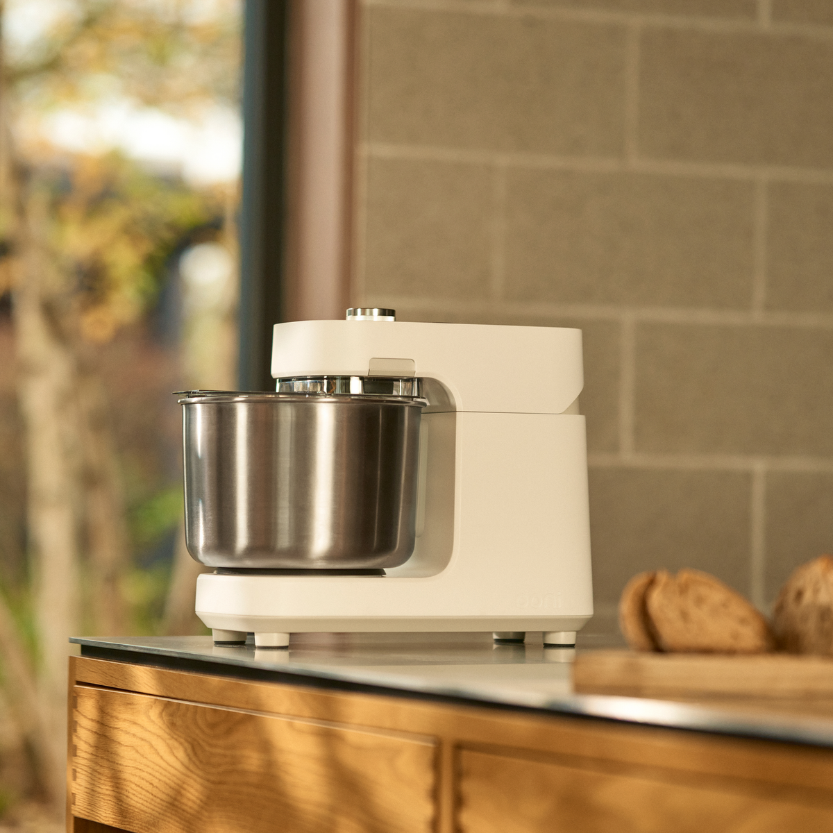Ooni Halo Pro in Polar White on a kitchen countertop