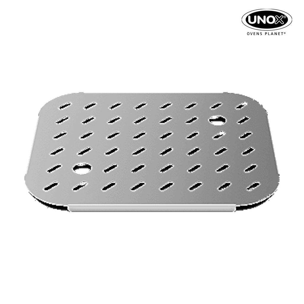 Unox Perforated steel shelf for storing foods that need to remain separate from their liquids. TG123.