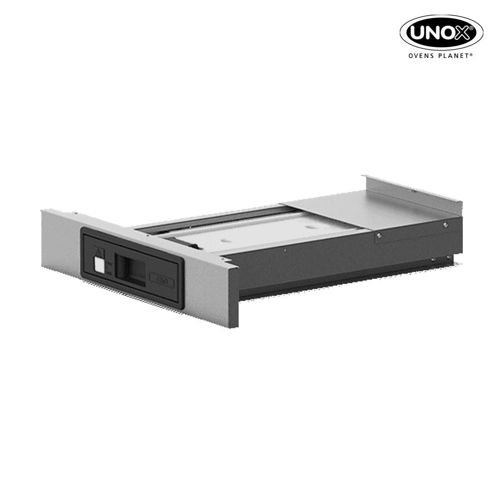 Unox Water tank for oven positioned on stand. 4 liters capacity. XHC022.