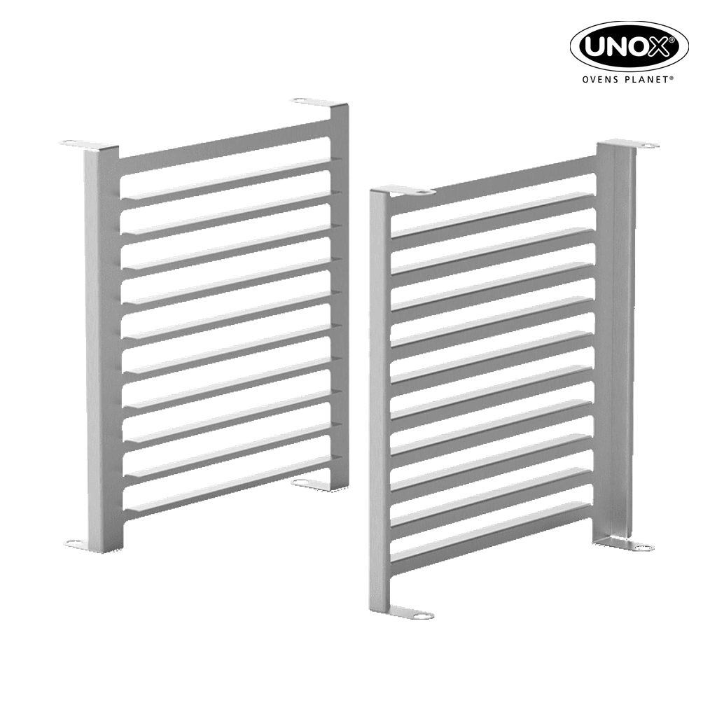Unox This kit includes everything you need to install lateral supports that allow you to use GN1/2 trays instead of 460x330 trays. XUC086.