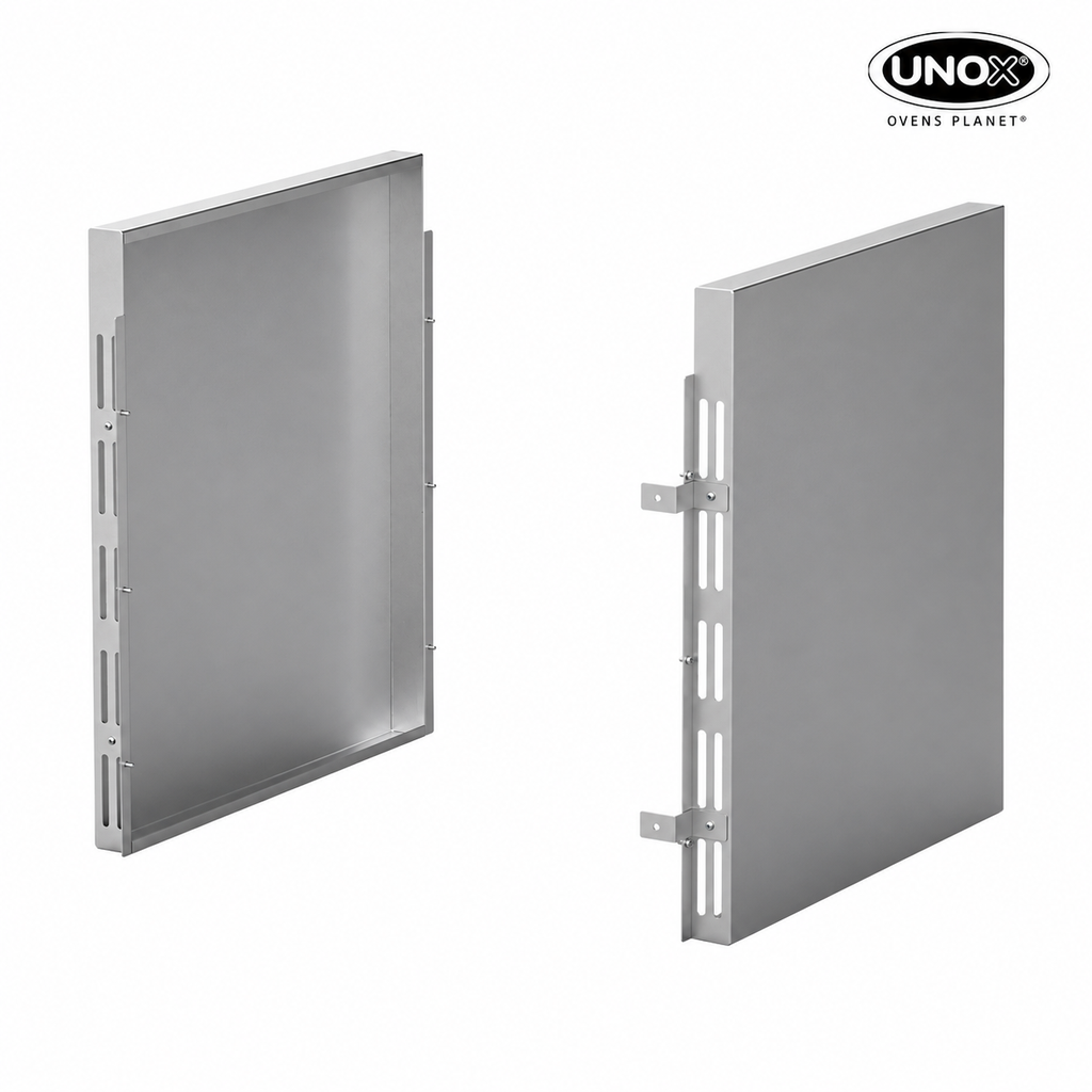 Unox Suitable for both sides of the oven. It makes it possible to reduce the distance between the oven and other heat sources (fryers, pasta cookers, stoves, etc.) to a minimum. XUC273.
