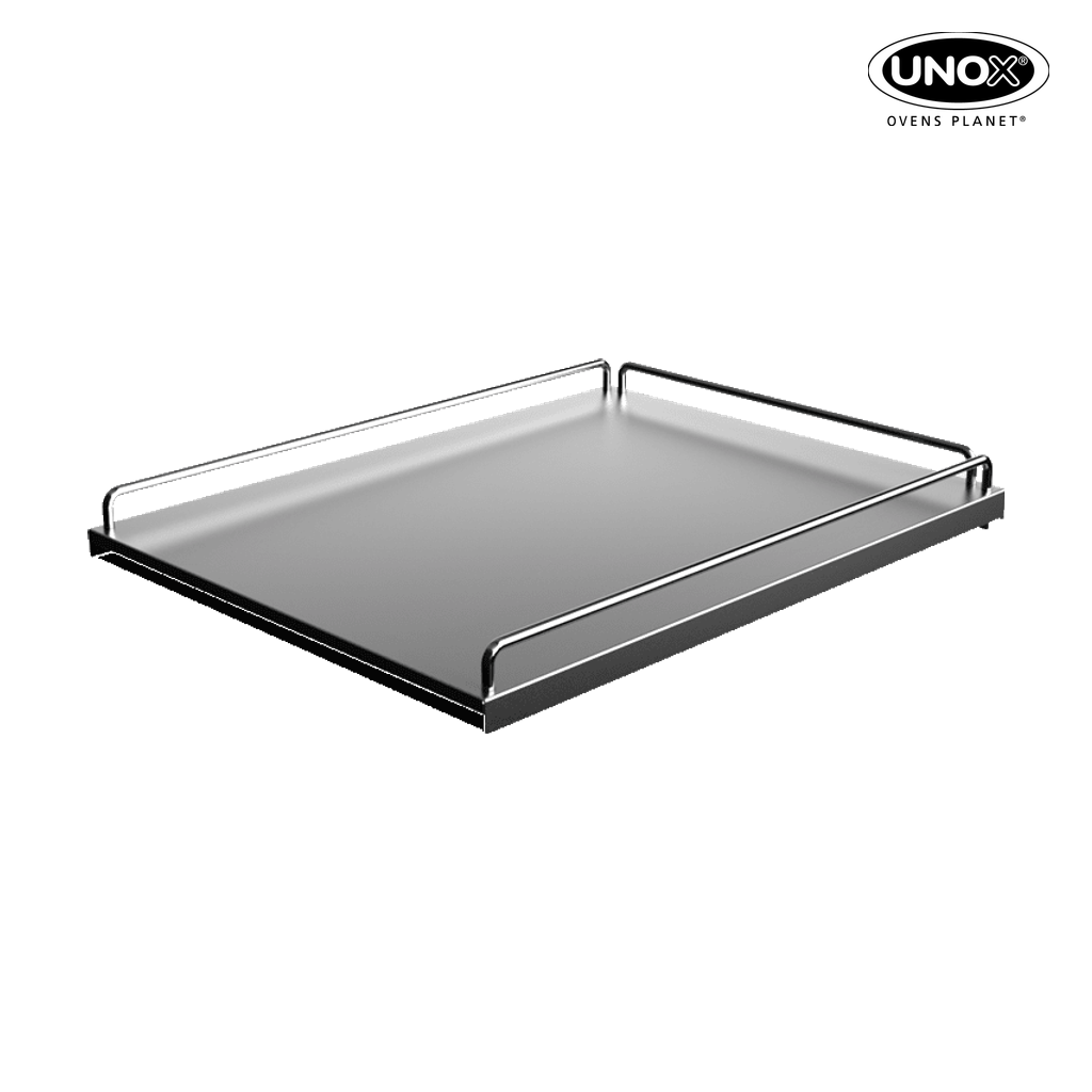 Unox Practical stainless steel tabletop for convenient storage on the top of the unit. XUC290.