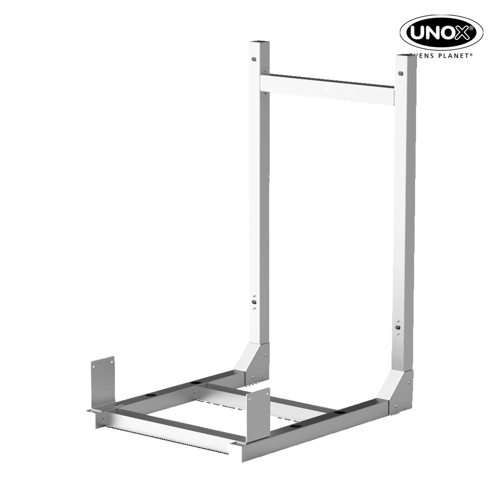 Unox Wall-mounting oven bracket. Before mounting, check the structural characteristics of the wall with a qualified professional (architect/civil engineer) to ensure it is compatible with the moment and force generated by the installed unit. XUC313.