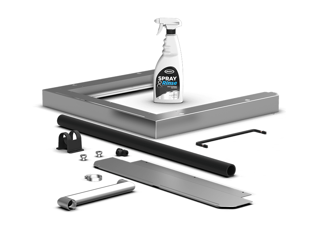 Unox This kit includes everything you need to install and stack two electric ovens and 1 bottle (750ml) of SPRAY&Rinse. XWKQT-04EF-E-SR.