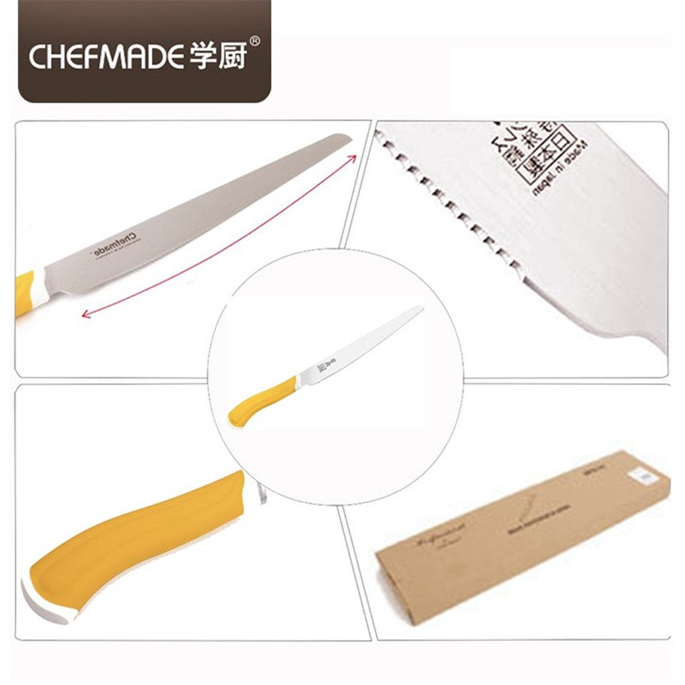 Serrated edge, handle and gift box