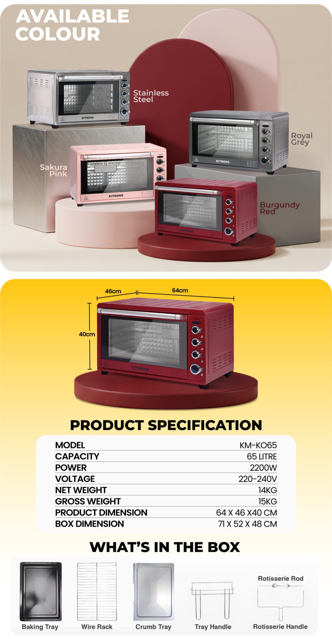 Kitmens KM-KO65 Electric Oven