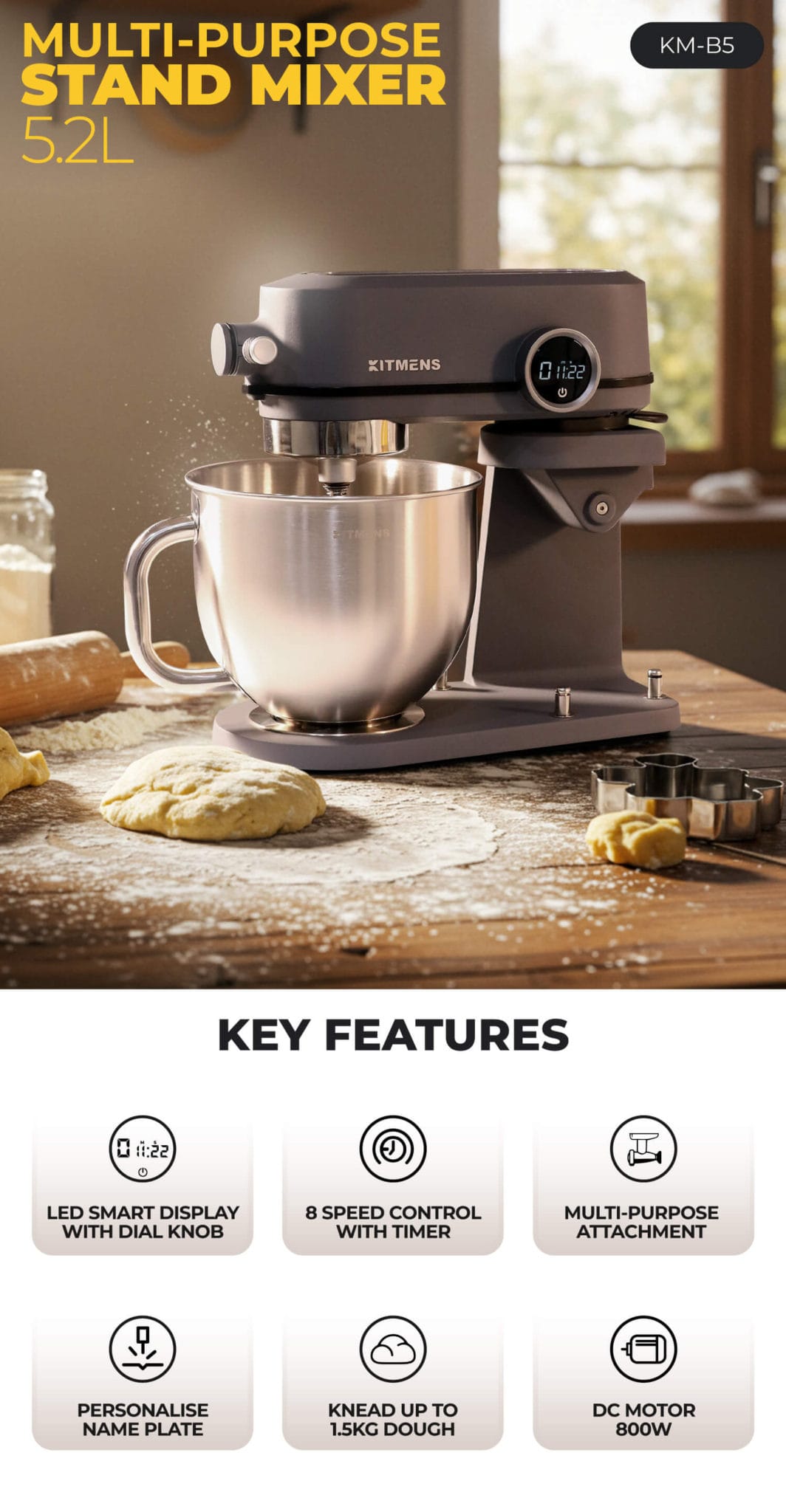Kitmens KM-B5 Stand Mixer (5.2L)