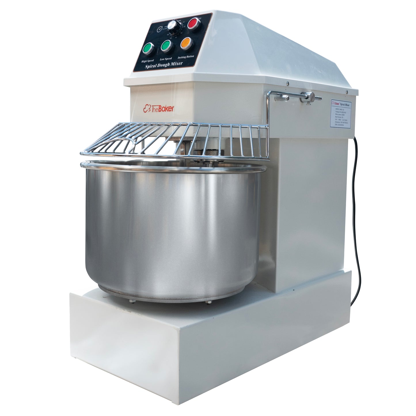 The Baker SMES-30 spiral mixer bowl, spiral hook and breaker bar