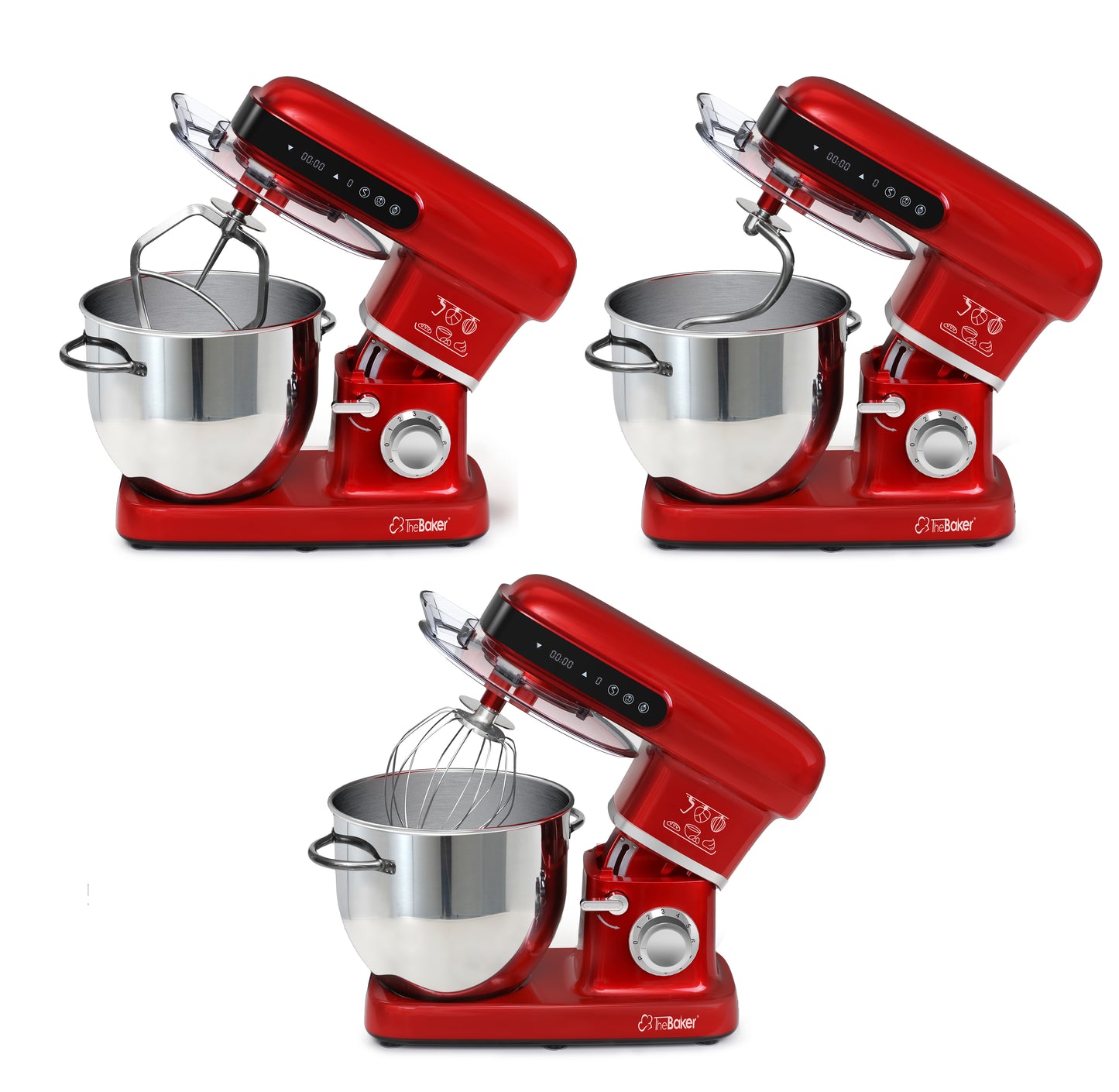 The Baker Artisan SE.M2 stand mixer in Red, detail view