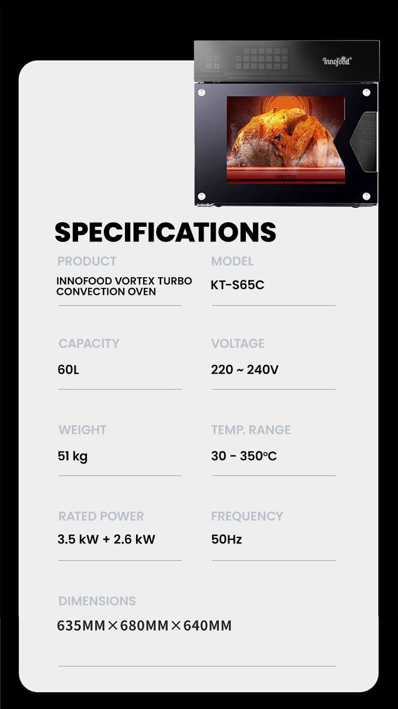 Innofood S65C Vortex Turbo Convection Oven - Steam Injection/Dough Proofing (65L)