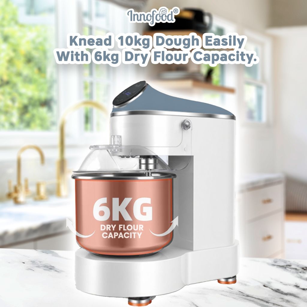 Innofood Heavy Duty Table Top Spiral Mixer For Bread Dough 10L & 15L (4kg and 6kg Dry Flour Capacity) KT-H10D & KT-H15D