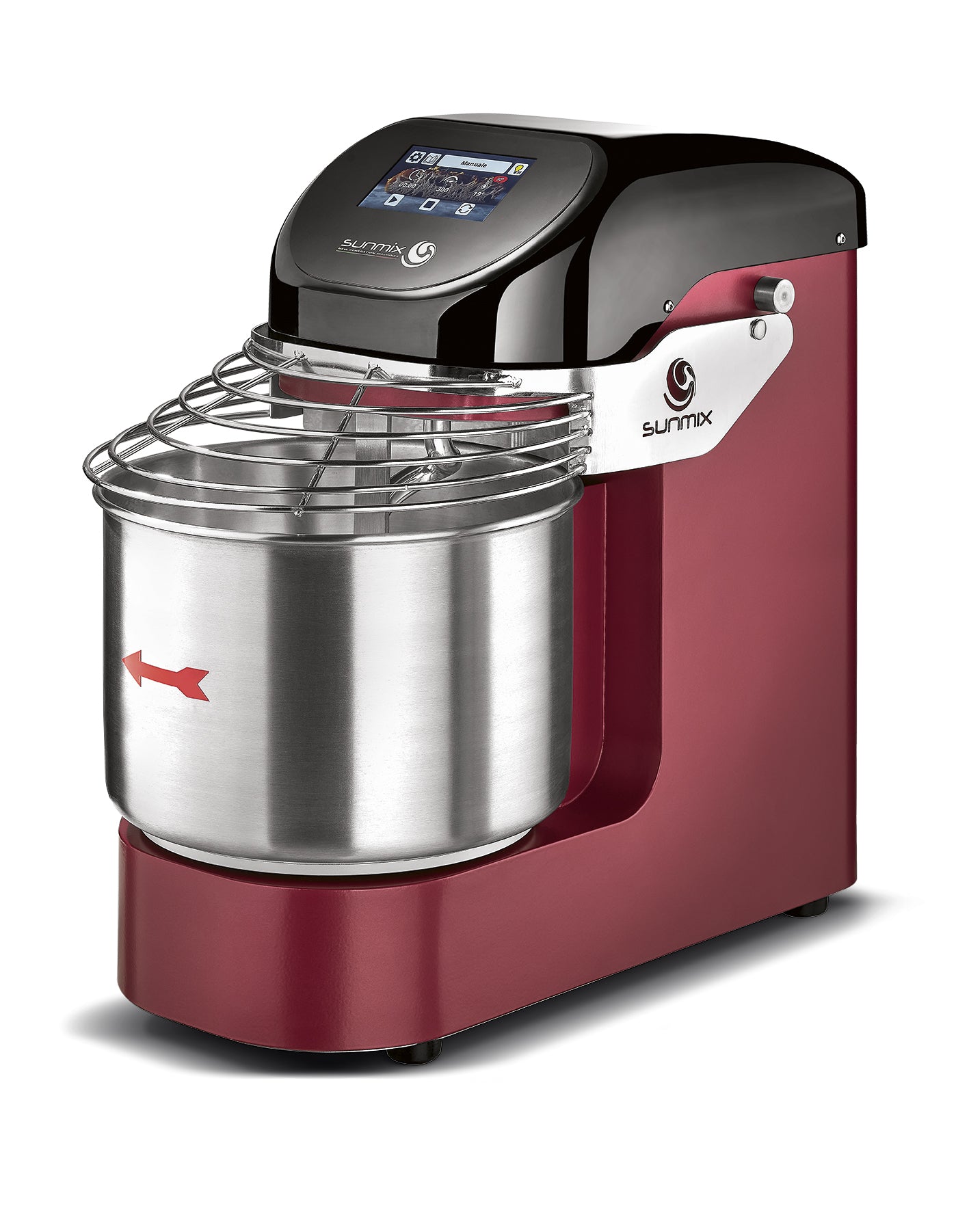 Sunmix EVO10 spiral dough mixer in Rosso Rubino