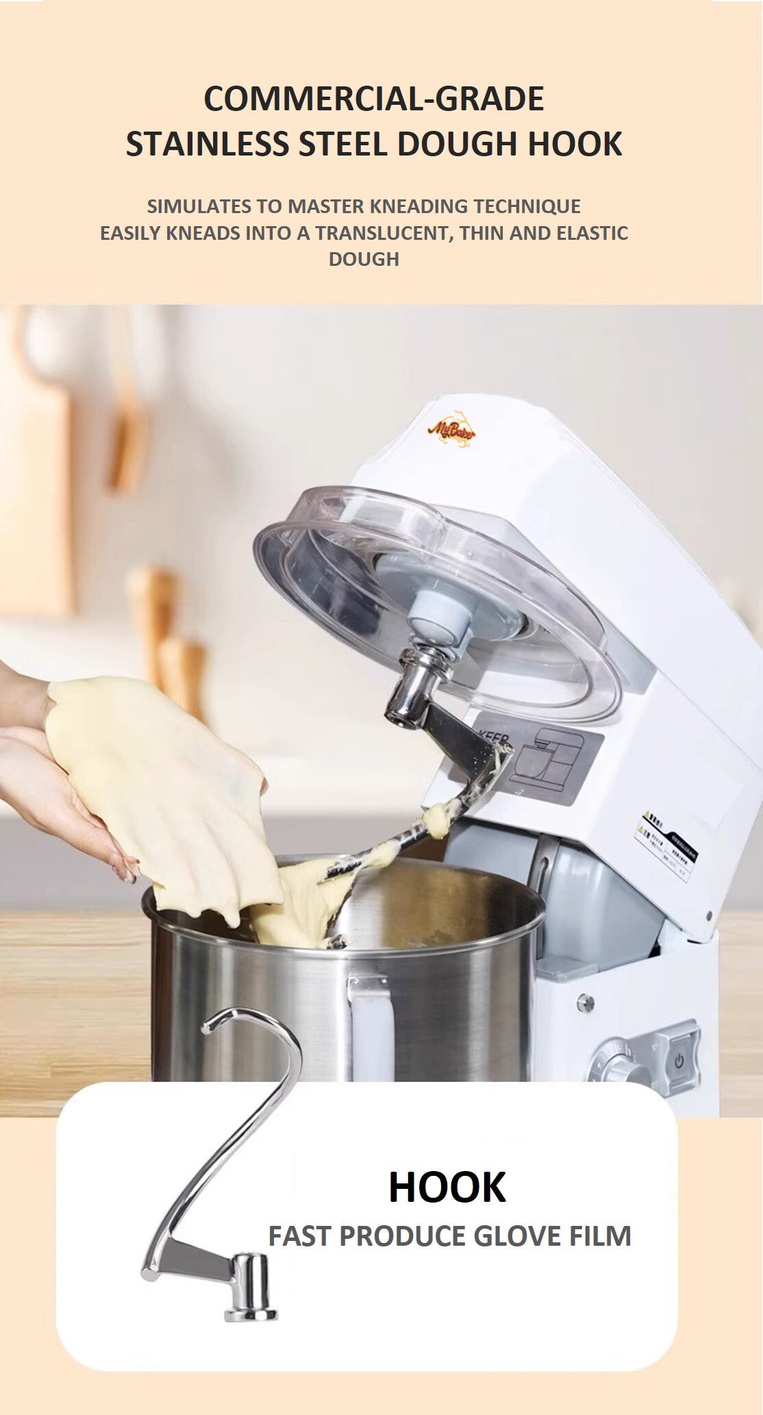 MyBaker HY-7L stainless steel dough hook