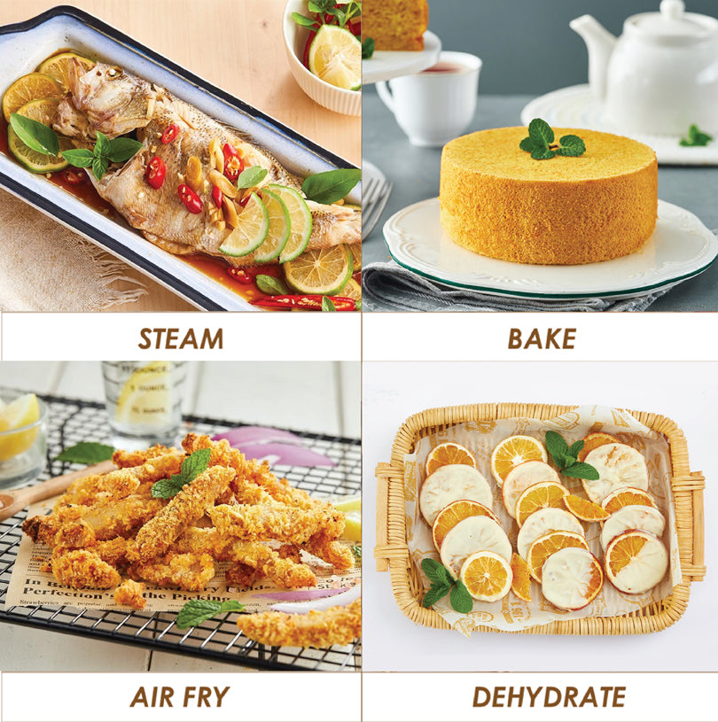 Steam, bake, air fry and dehydrate