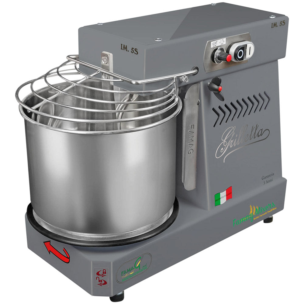 Famag IM5-S 10-Speed Removable Bowl Spiral Dough Mixer - Dark Silver