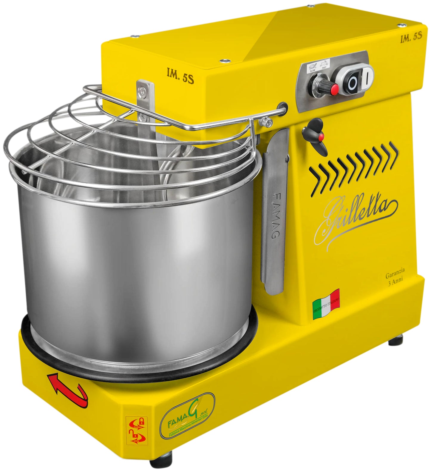Famag IM5-S 10-Speed Removable Bowl Spiral Dough Mixer - Mustard