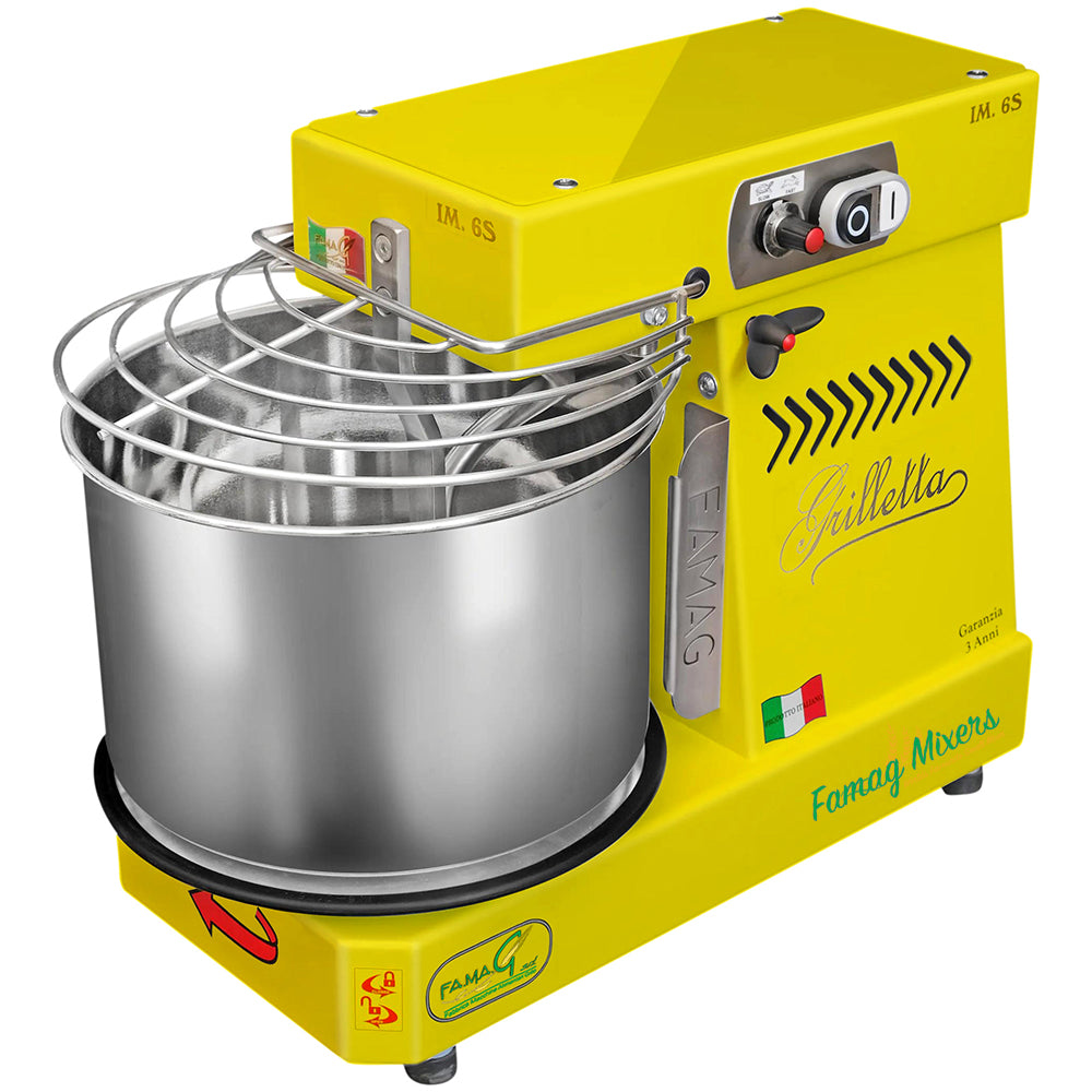 Famag IM6 Single Speed Removable Bowl Spiral Dough Mixer - Mustard