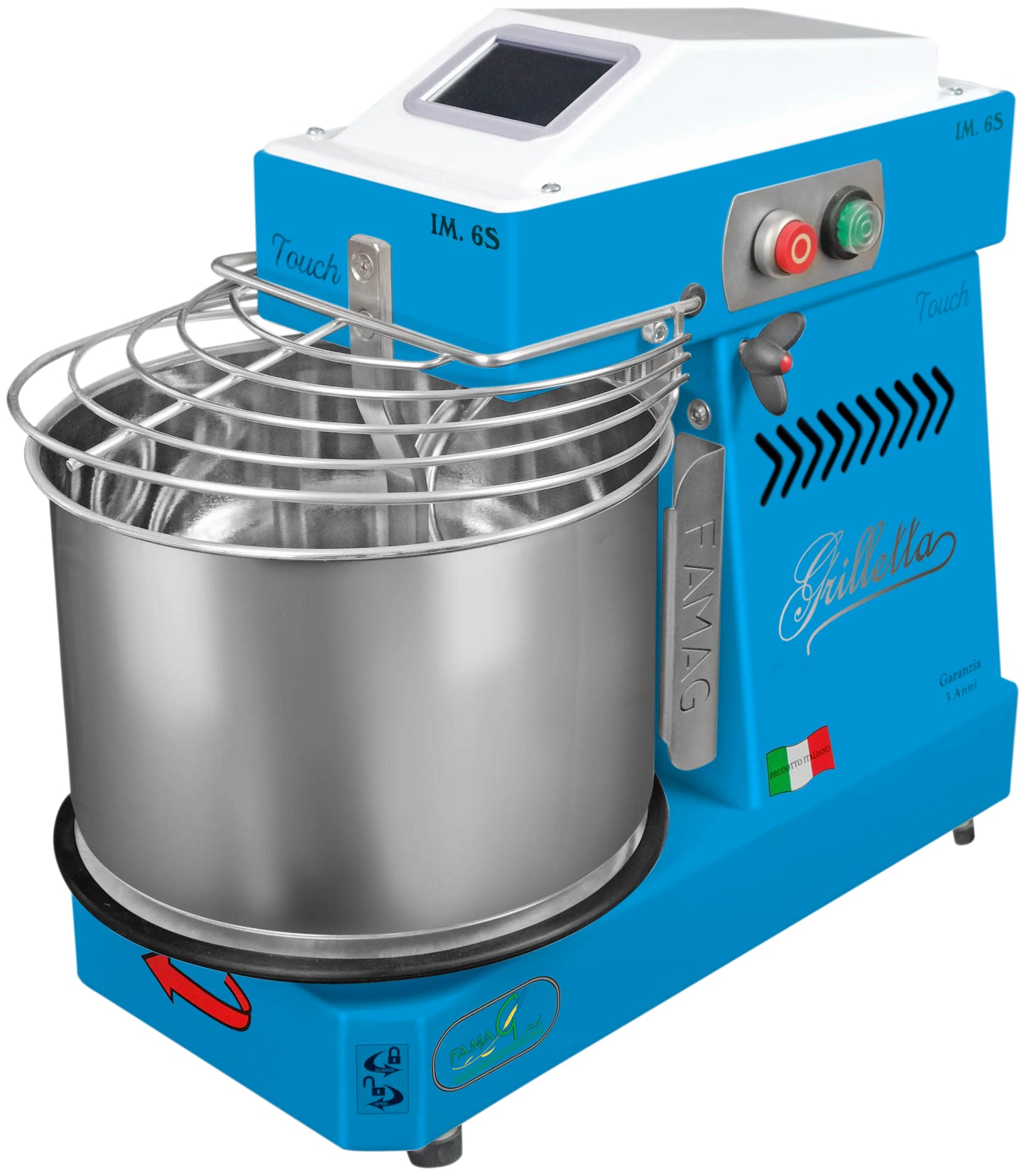 Famag IM6-S High Hydration Touch Removable Bowl Spiral Dough Mixer - Azzurro