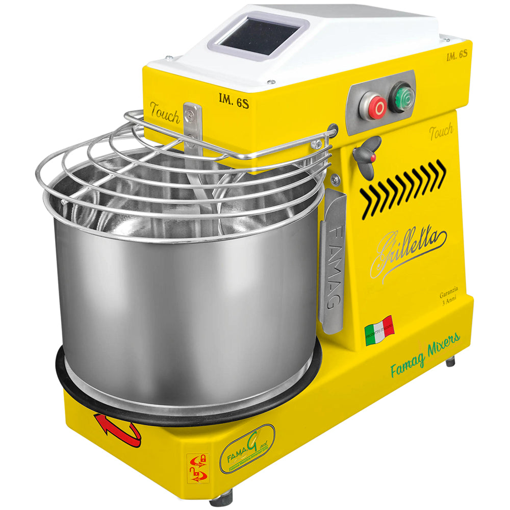 Famag IM6-S High Hydration Touch Removable Bowl Spiral Dough Mixer - Mustard