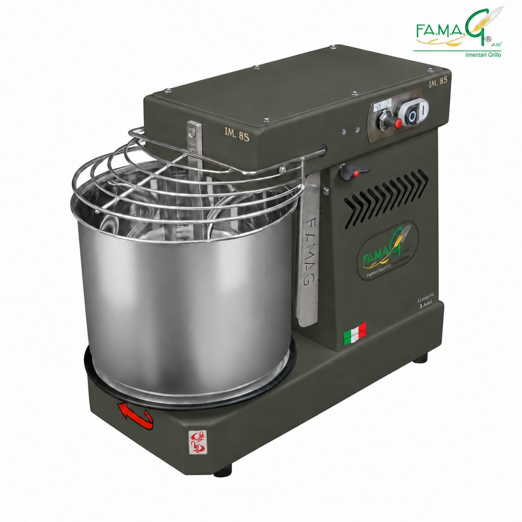Famag IM8-S 10-Speed Removable Bowl Spiral Dough Mixer - Charcoal