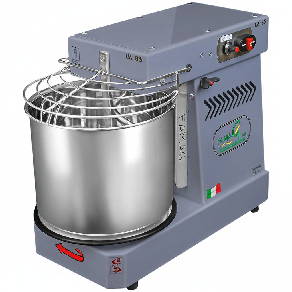 Famag IM8-S 10-Speed Removable Bowl Spiral Dough Mixer - Dark Silver