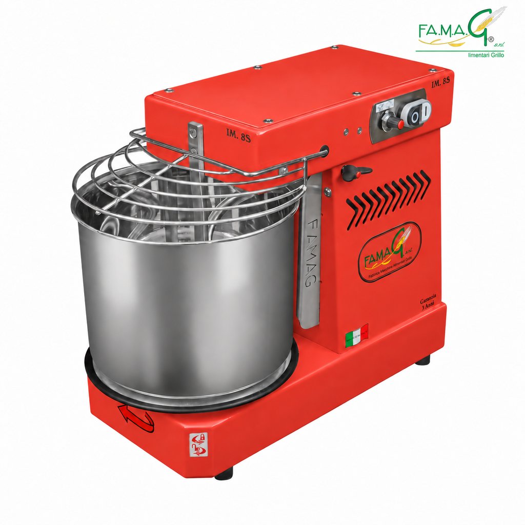 Famag IM8-S 10-Speed Removable Bowl Spiral Dough Mixer - Maraschino