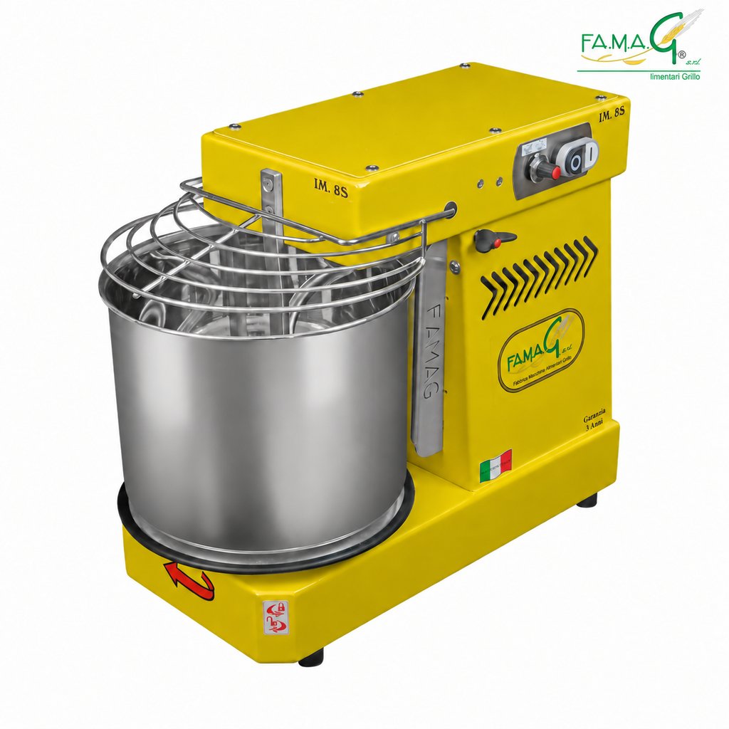 Famag IM8-S 10-Speed Removable Bowl Spiral Dough Mixer - Mustard