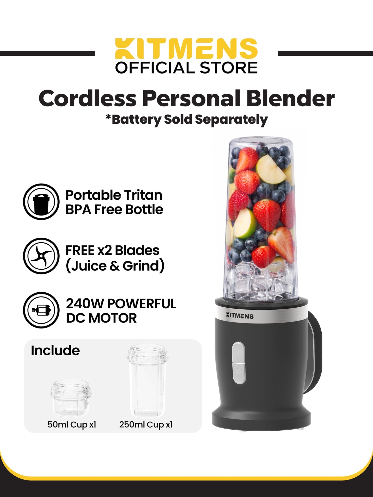 Kitmens ONE Cordless Personal Blender KM-CPB