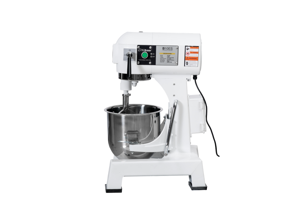 The Baker B-10ES flour mixer bowl and planetary head
