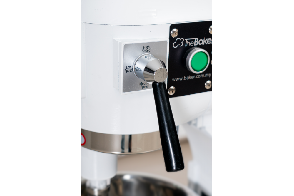 The Baker B-10ES flour mixer speed control