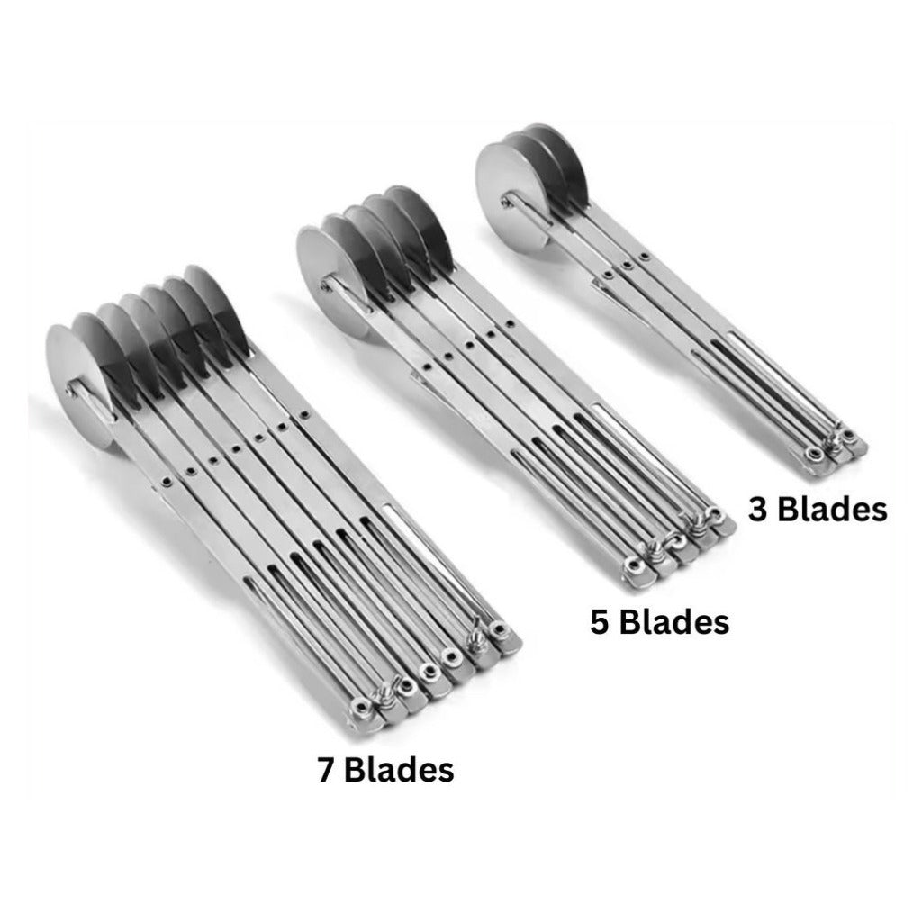 Dough divider roller cutter with 3, 5 and 7 wheels
