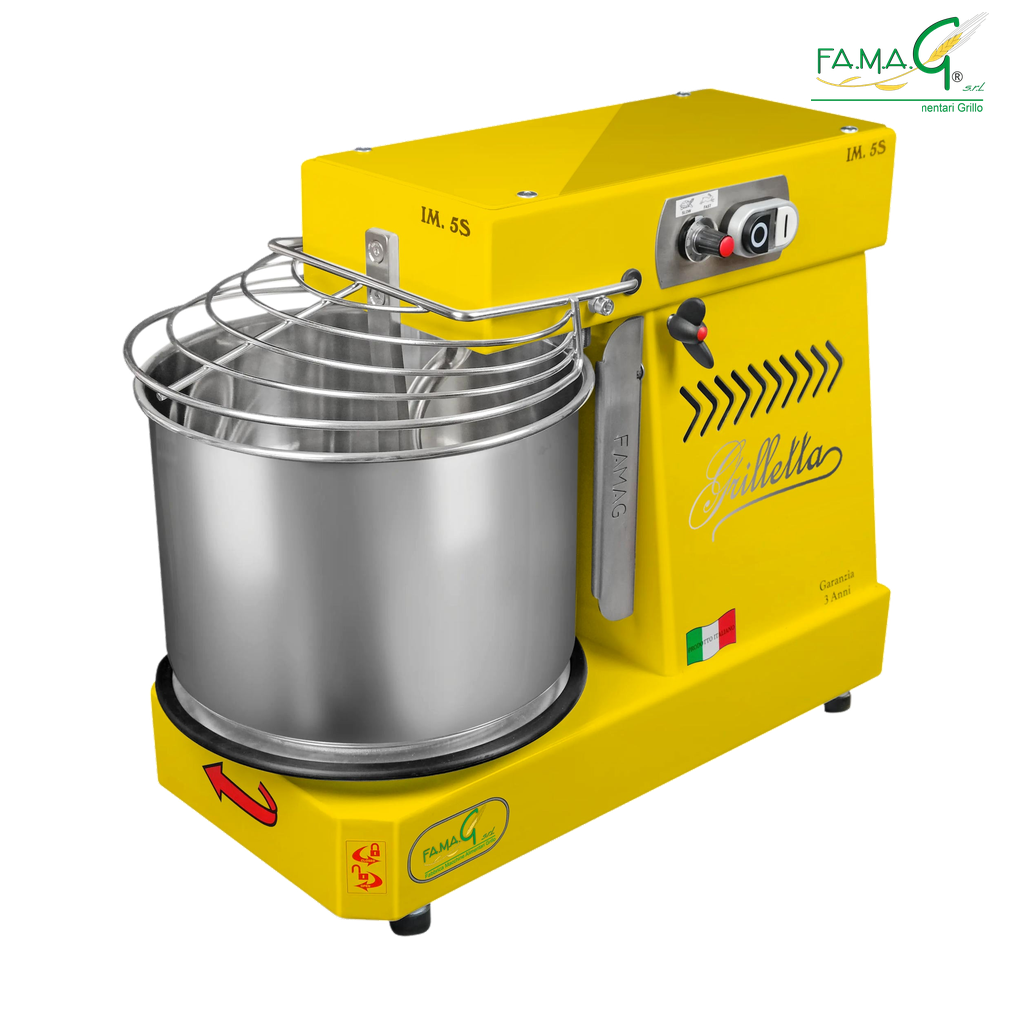 Famag IM5-S 10-Speed Removable Bowl Spiral Dough Mixer - Mustard