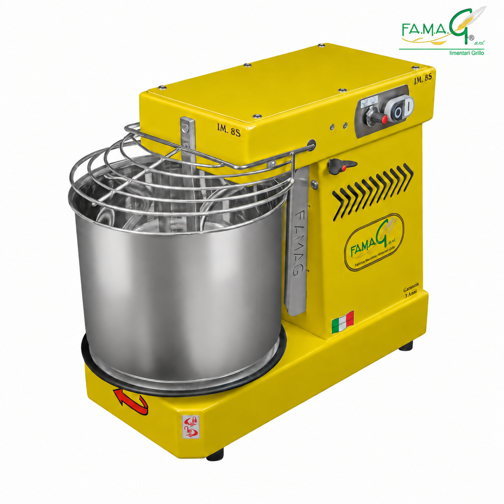 Famag IM8-S 10-Speed Removable Bowl Spiral Dough Mixer - Mustard