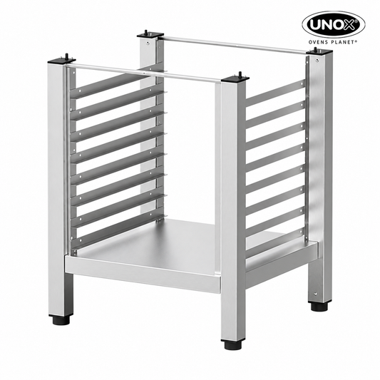 Unox The multifunctional support ideal for storing trays safely and place your oven at the perfect height to work. XWKRT-08HS-H.