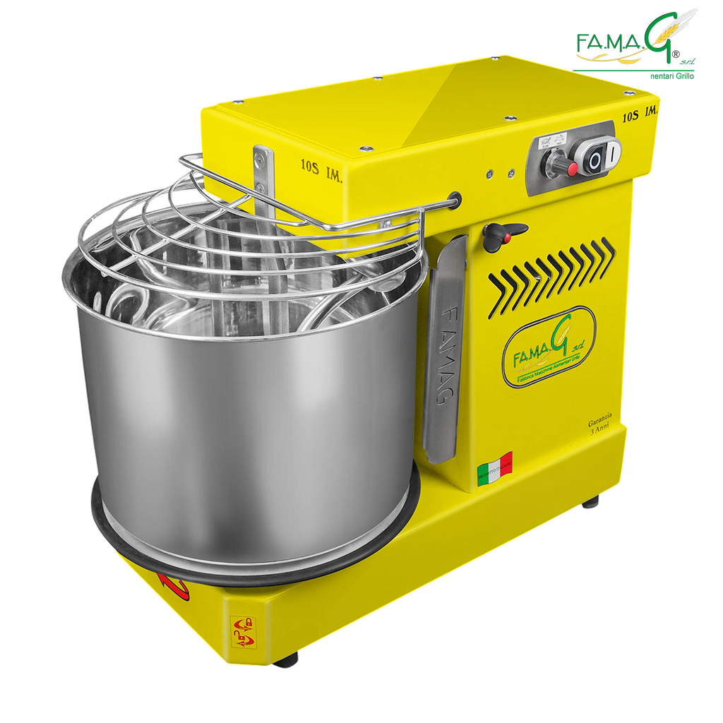 Famag IM10-S 10-Speed Removable Bowl Spiral Dough Mixer - Mustard