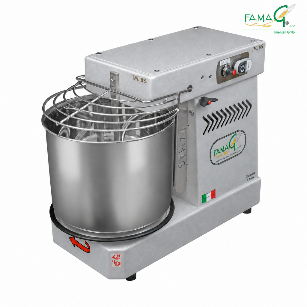 Famag IM8-S 10-Speed Removable Bowl Spiral Dough Mixer - Sparkle Silver