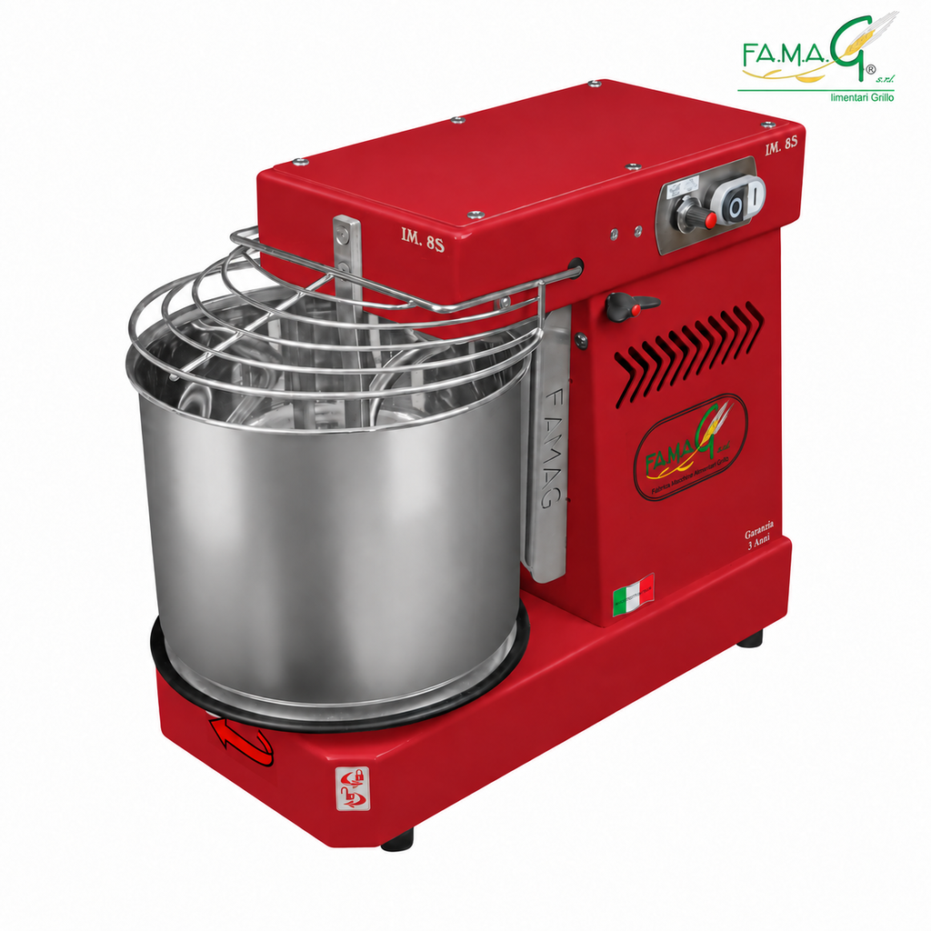 Famag IM8-S 10-Speed Removable Bowl Spiral Dough Mixer - Ruby