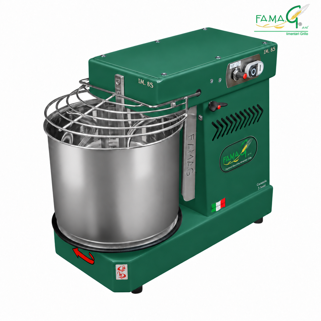 Famag IM8-S 10-Speed Removable Bowl Spiral Dough Mixer - Emerald