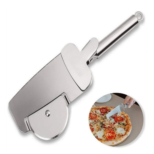 4-in-1 stainless steel pizza cutter and server