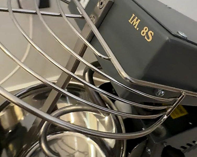 Customer photo of a Famag IM8-S High Hydration spiral mixer in Dark Silver, bowl and spiral hook